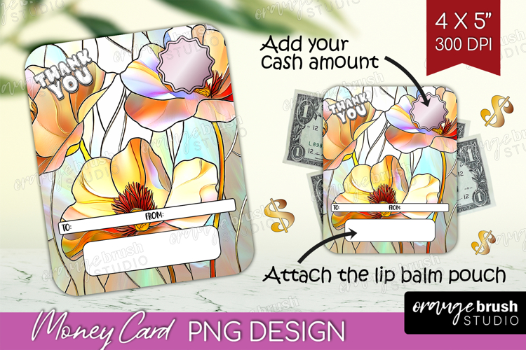 Thank You Money Card PNG - Stained Glass Money Card Holder