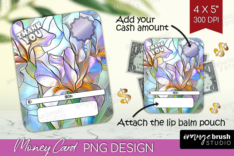 Thank You Money Card PNG - Stained Glass Money Card Holder