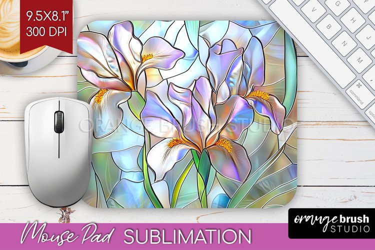 Stained Glass Flowers Mouse Pad Sublimation - Floral PNG