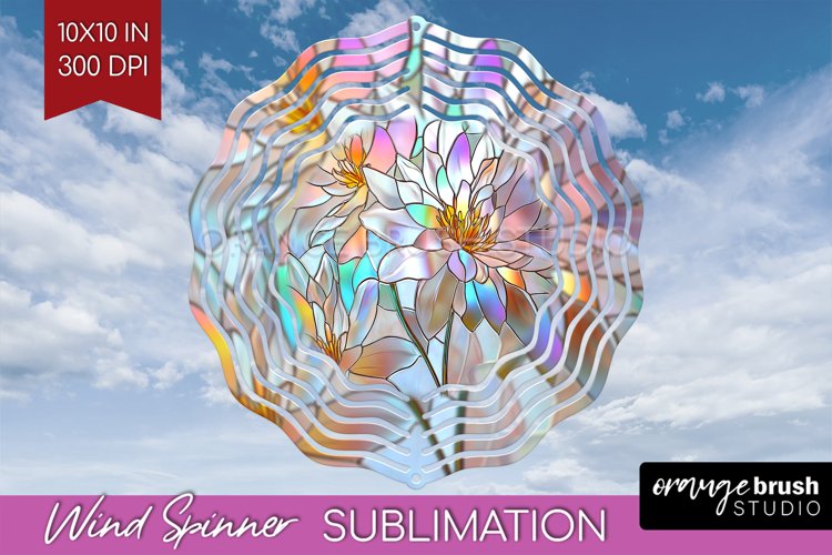 Stained Glass Flowers Wind Spinner Sublimation PNG - Floral