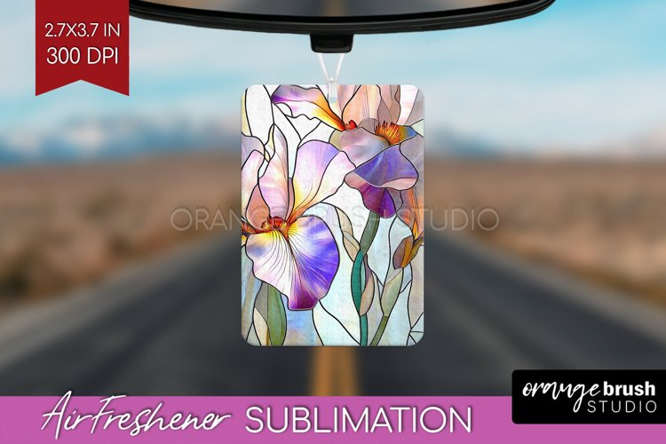 Stained Glass Flowers Air Freshener PNG - Floral PNG