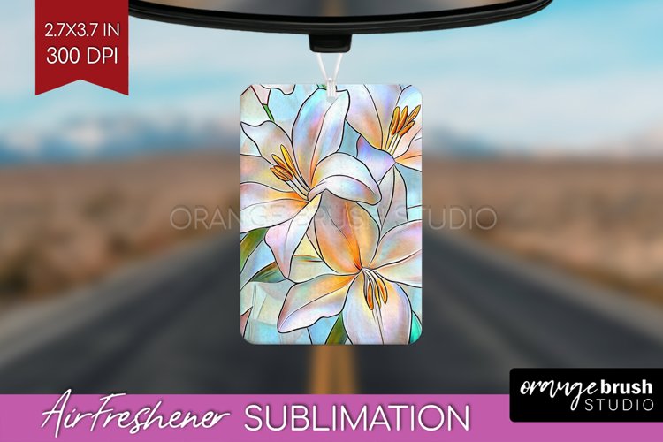 Stained Glass Flowers Air Freshener PNG - Floral PNG