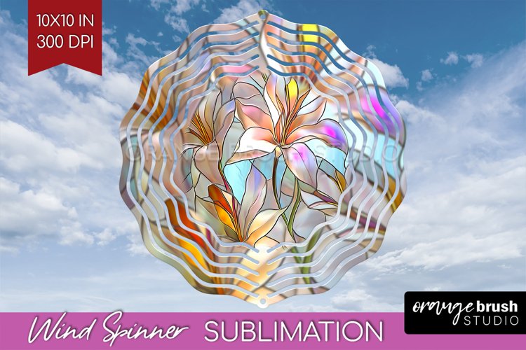 Stained Glass Flowers Wind Spinner Sublimation PNG - Floral