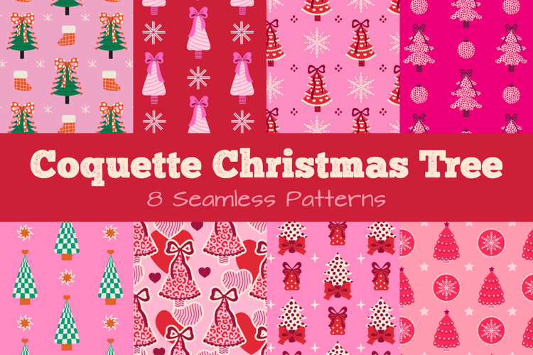 Coquette Christmas Tree Seamless Patterns & Papers