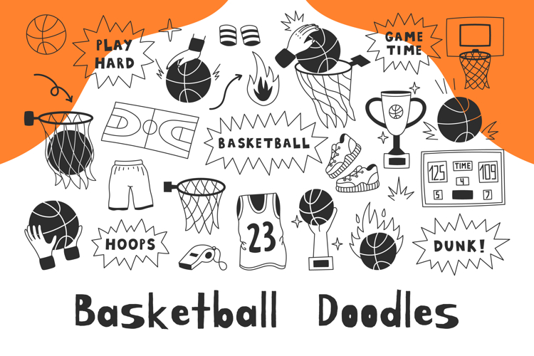 Basketball Doodle Elements PNG Clipart