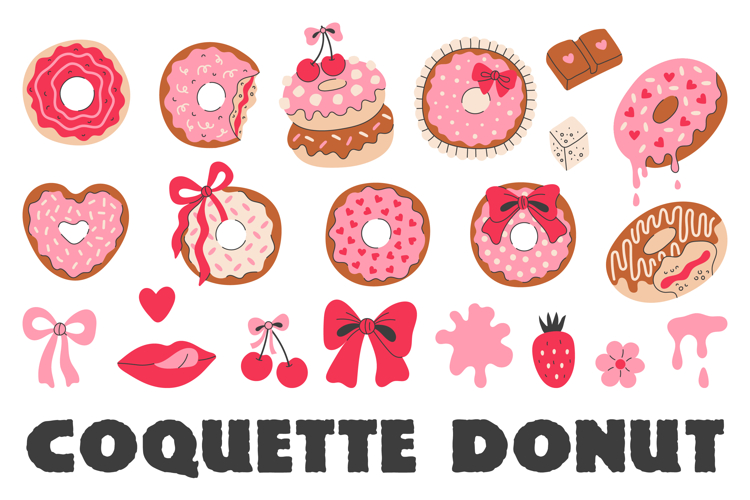 Coquette Pink Donut PNG Clipart