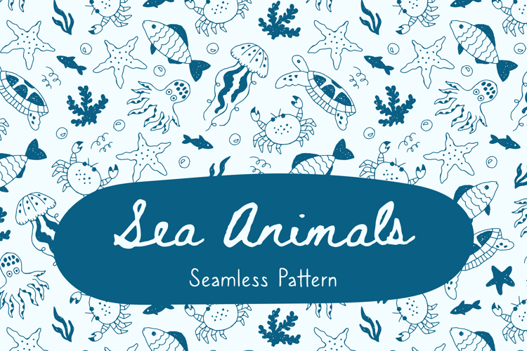 Sea Animals Seamless Pattern   Digital Paper
