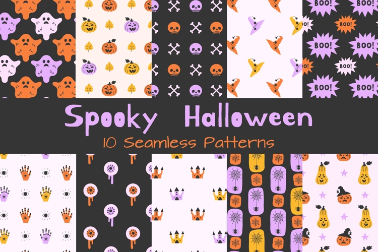 Spooky Halloween Seamless Patterns & Digital Papers