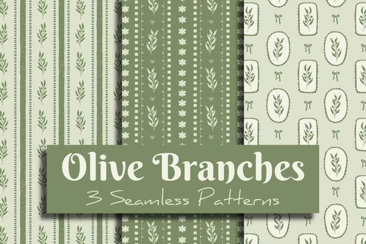 Olive Branches Seamless Patterns & Digital Papers Set
