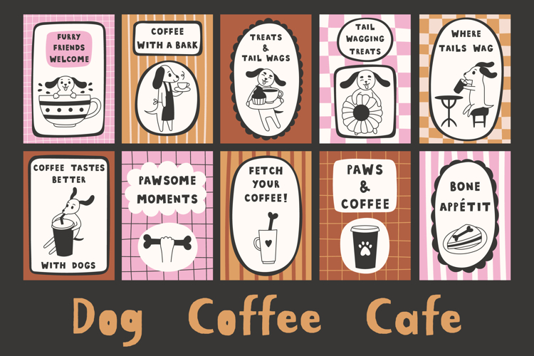 Dog & Coffee Vintage Cafe Poster Set
