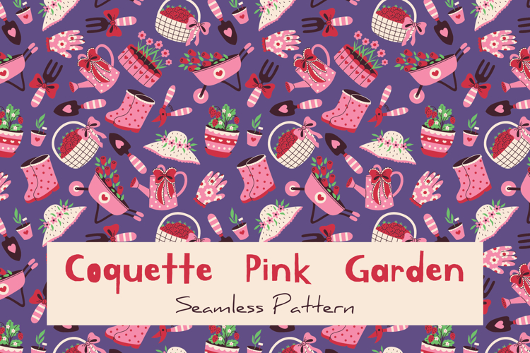 Coquette Pink Garden Seamless Pattern & Digital Paper