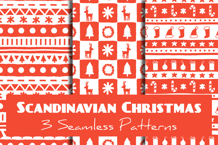 Scandinavian Christmas Seamless Patterns & Digital Papers