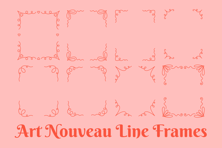 Art Nouveau Line Frames PNG Clipart
