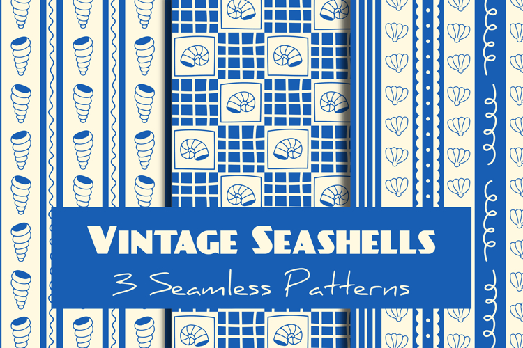 Vintage Seashell Seamless Patterns & Digital Papers
