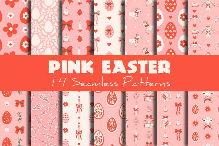 Pastel Pink Easter Seamless Patterns & Digital Papers Set