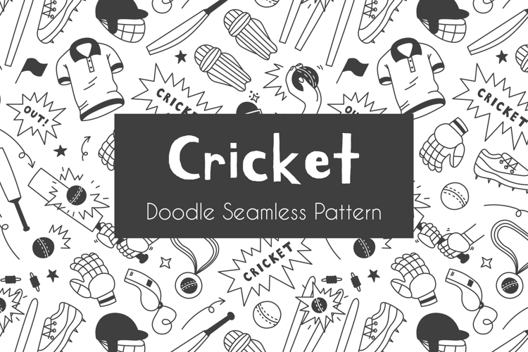 Cricket Doodle Seamless Pattern   Digital Paper