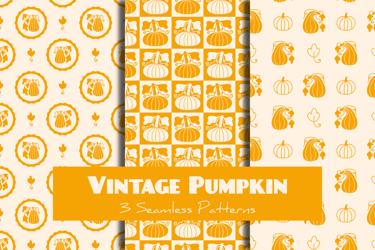 Vintage Pumpkin Seamless Patterns & Digital Papers