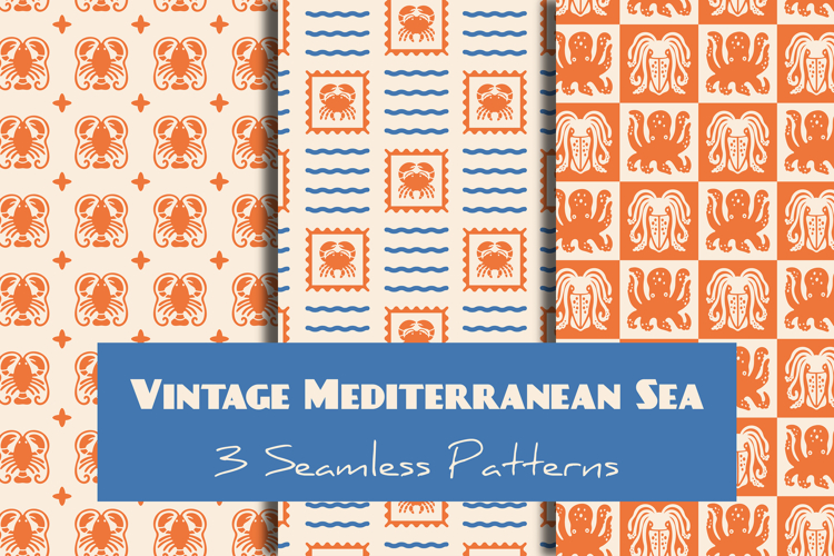 Vintage Sea Summer Seamless Patterns & Digital Papers