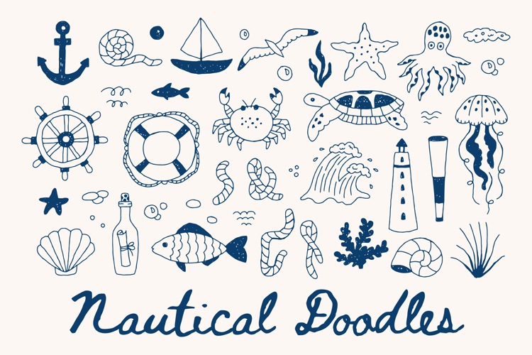 Nautical Doodle Elements PNG Clipart