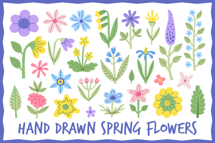 Hand Drawn Spring Flowers PNG Clipart