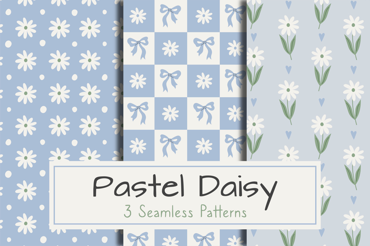 Pastel Daisy Seamless Patterns & Digital Papers