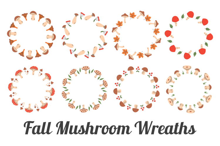 Fall Mushroom Wreaths PNG