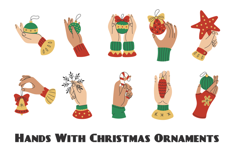 Hands Holding Christmas Ornaments PNG Clipart
