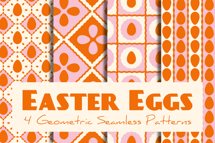 Retro Easter Eggs Geometric Seamless Patterns Digital Papers