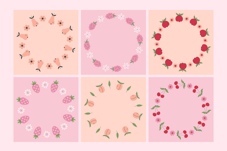 Fruit & Berry Wreath Frames PNG