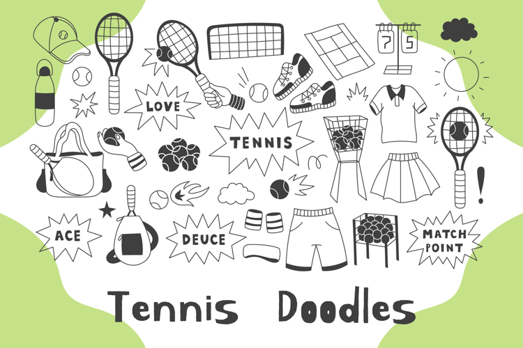 Tennis Doodles PNG Clipart