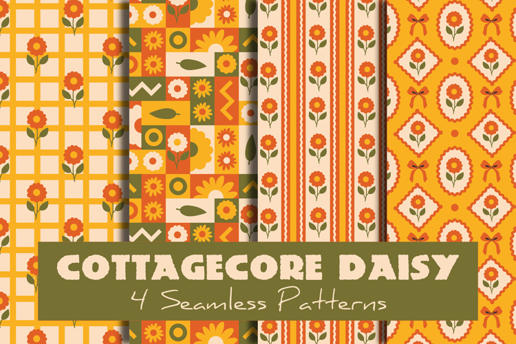 Cottagecore Daisy Seamless Patterns & Digital Papers