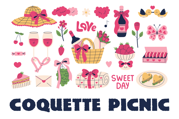 Coquette Picnic Valentine’s Day PNG Clipart