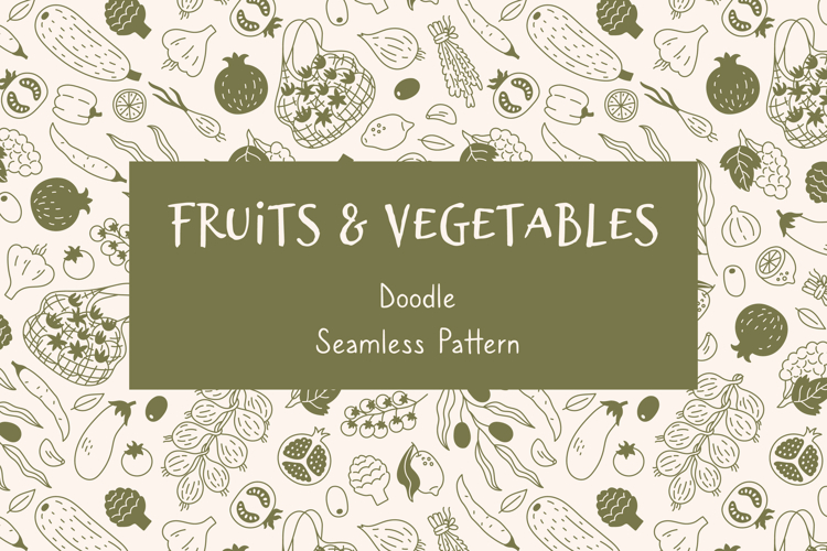 Fruits And Vegetables Doodle Seamless Pattern Digital Paper