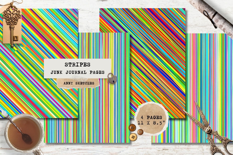 4 Mexican Stripes Junk Journal Pages Serape Printable Set