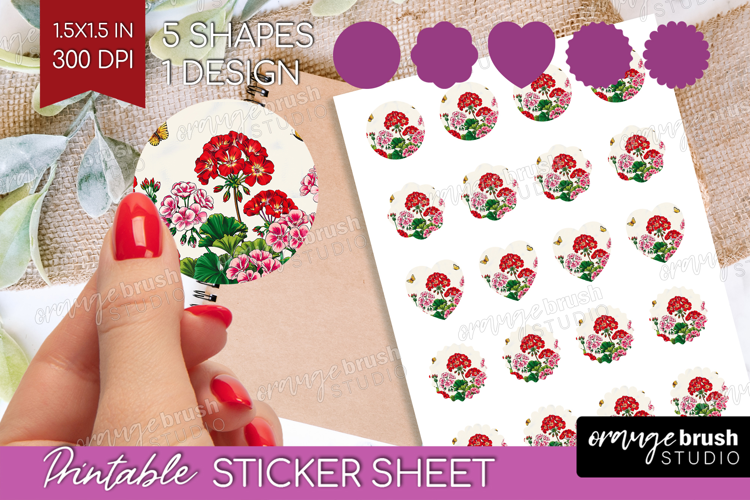 Summer Flowers Round Sticker - Floral Printable Sticker