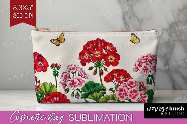 Summer Flowers Cosmetic Bag - Floral Makeup Bag PNG