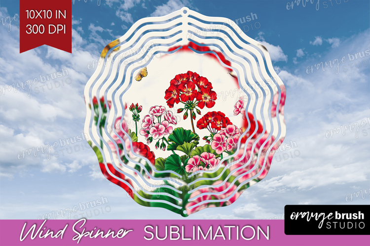 Summer Flowers Wind Spinner Sublimation PNG - Floral Round