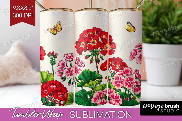 Summer Flowers Tumbler Wrap - Floral Tumbler PNG Sublimation