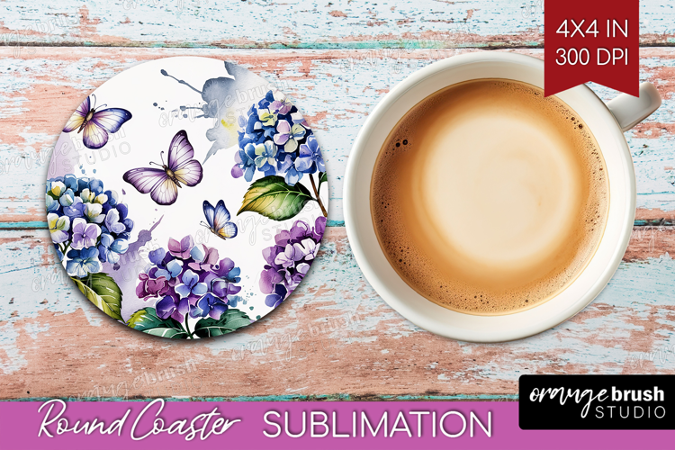 Summer Flowers Round Coaster - Floral Coaster PNG