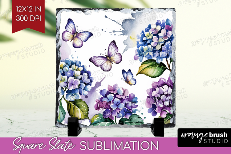 Summer Flowers Slate PNG - Floral Square Slate Sublimation example image 1