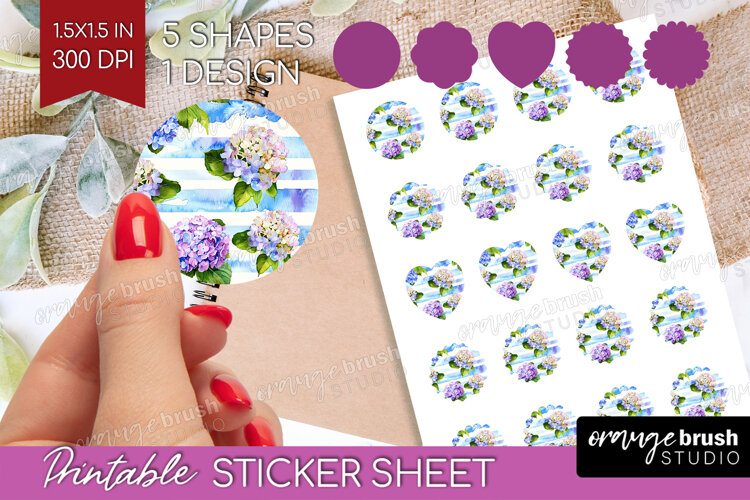 Summer Flowers Round Sticker - Floral Printable Sticker example image 1