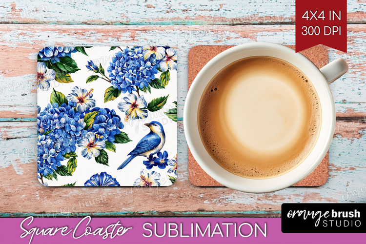 Summer Flowers Square Coaster - Floral Coaster PNG