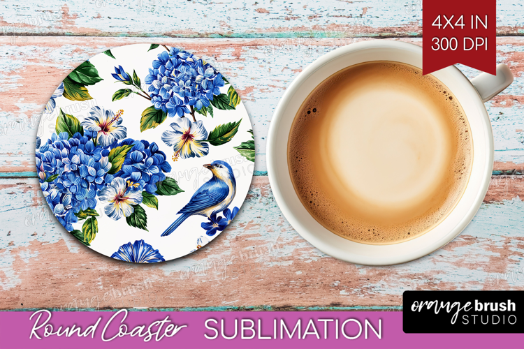 Summer Flowers Round Coaster - Floral Coaster PNG