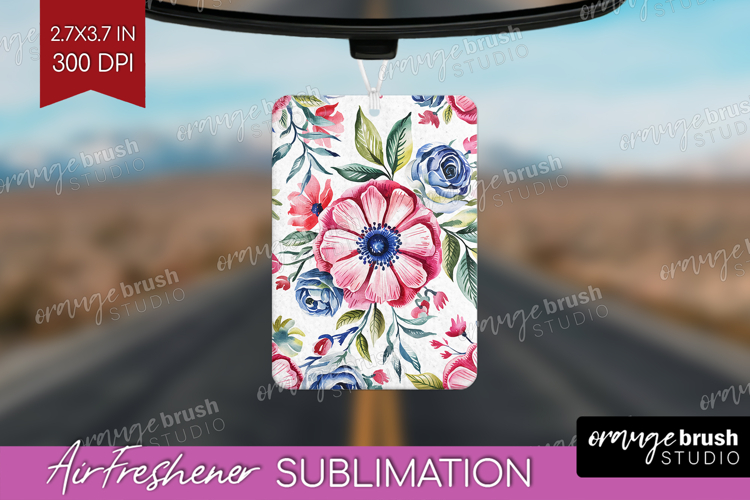 Summer Flowers Air Freshener PNG - Floral PNG Sublimation example image 1