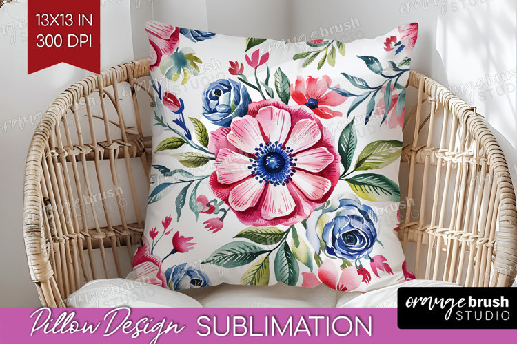 Summer Flowers Pillow Sublimation - Floral Pillow Cover PNG
