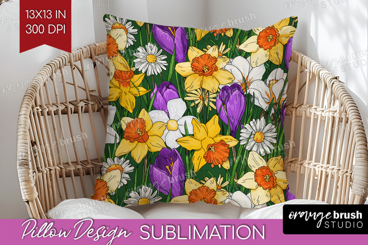 Summer Flowers Pillow Sublimation - Floral Pillow Cover PNG