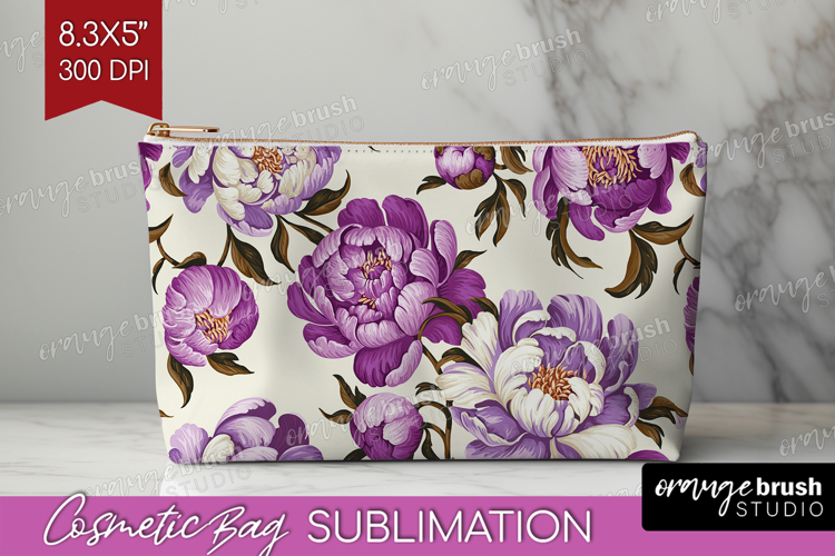 Summer Flowers Cosmetic Bag - Floral Makeup Bag PNG