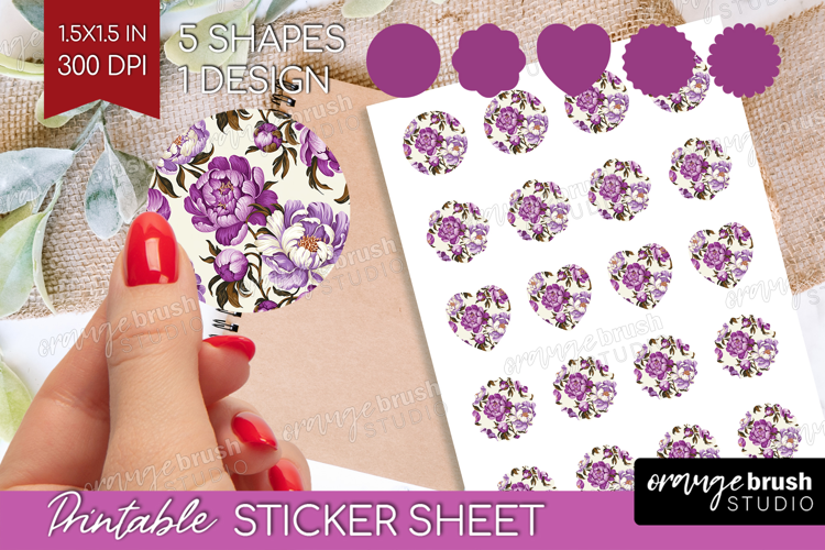 Summer Flowers Round Sticker - Floral Printable Sticker