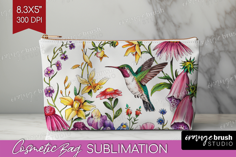 Summer Flowers Cosmetic Bag - Floral Makeup Bag PNG