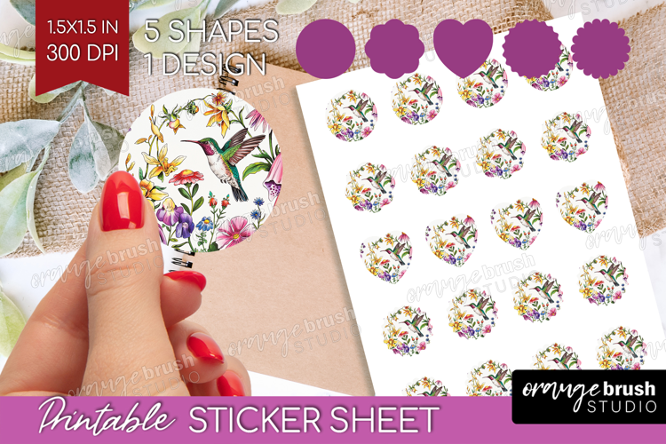 Summer Flowers Round Sticker - Floral Printable Sticker